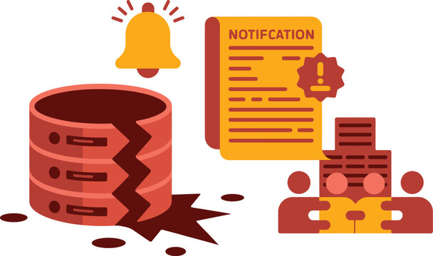 Server database shows signs of a critical data breach notification occurring during a team strategy meeting.