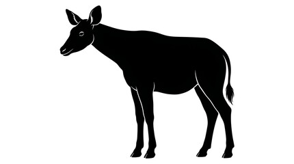 Fototapeta premium Donkey silhouette, black donkey icon, animal illustration, standing donkey