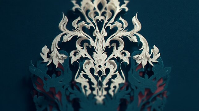 Intricate white lace flower pattern with detailed petals and leaves