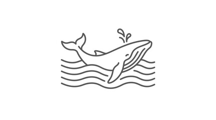 Minimalist line art of a humpback whale jumping. © rasyy