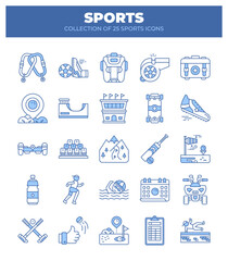 Fototapeta premium Collection of 25 Sports Icons. Ultimate Guide to Summer and Winter Sports