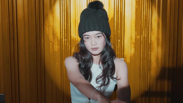 Cinematic Shot of Asian Girl Moving Chess Piece Tactically
