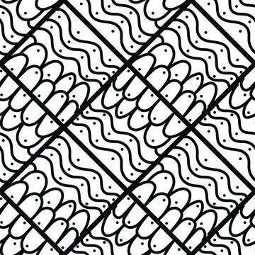 Hand draws a line doodle seamless pattern on a white background.