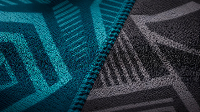 Seamless Identity Synchronization Geometric Mesh Fabric with Abstract Pattern on Dual Tone Textile Surface