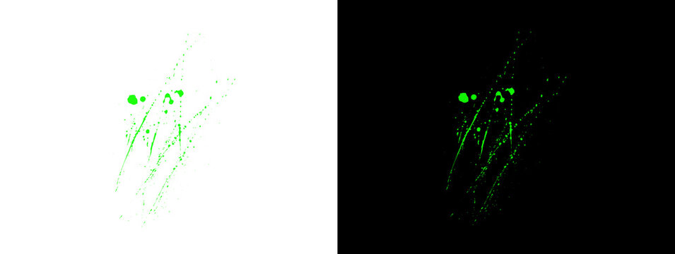 Abstract glowing green ghost face lines energy on white and black