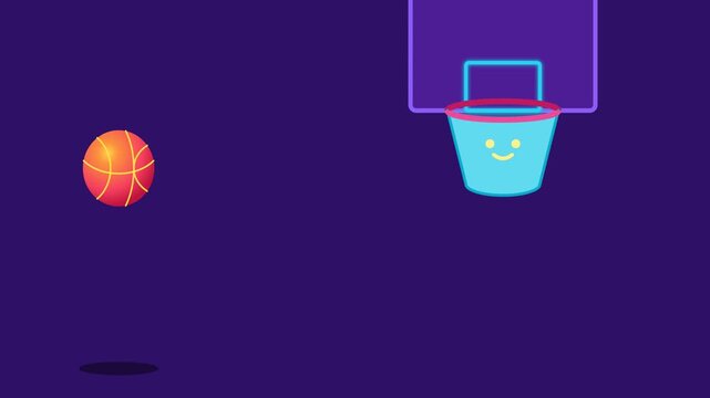 Animated bouncing basketball with vibrant colorful multi-colored panels and energetic shadow trail