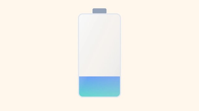 Animated battery charging indicator with soft web3 pastel color palette and gentle fill progression