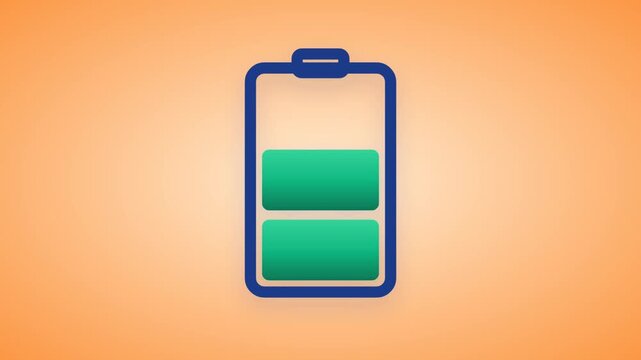 Animated battery step indicator with segmented blocks filling incrementally as charging progress bar