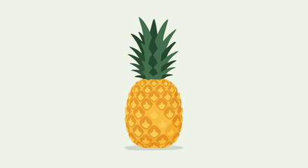 Fresh whole pineapple standing upright on white background minimalist style © Venjex Illustrations