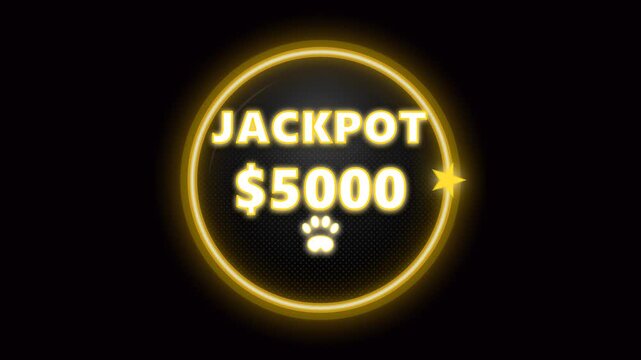 Neon Gold JACKPOT $5000 Paw Print Badge