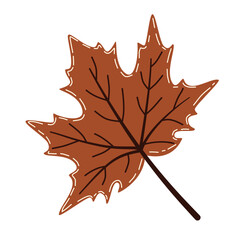 Fototapeta premium Single maple leaf with autumn brown color. Minimalist botanical vector element for Thanksgiving cards, stickers, and cozy fall decor.⁠