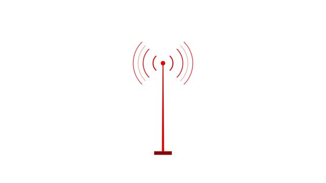 Minimalist Red Transmission Tower Signal Broadcast
