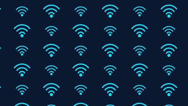 Neon Cyberpunk Blue Wi-Fi Icon Pattern