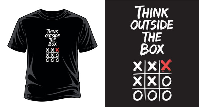 Think outside the box tic tac toe tshirt design, premium vector. graphic vector art print templet.