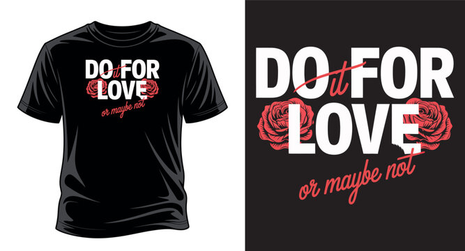Do it for love or maybe not slogan with roses illustration. graphic vector art print templet.