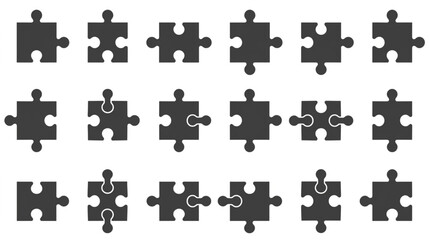 Naklejka premium Assorted Jigsaw Puzzle Pieces with Various Shapes