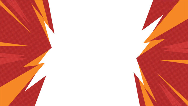 Red Orange Comic Speed Lines Background with Action Burst