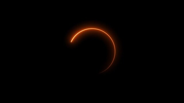 Glowing neon orange color circle frame with loading bar icon animation eclipse rotation circular processing reset refresh uploading icon on black background