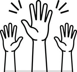 Obraz premium Raised Hands Silhouette Icons Representing Participation, Volunteering, Engagement, Support, Community, and Contribution Concepts