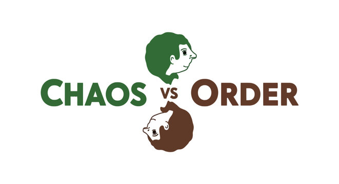 Chaos and order human profile conceptual illustration