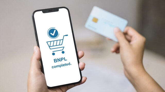 Buy Now Pay Later Mobile Payment and Digital Consumer Finance Concept