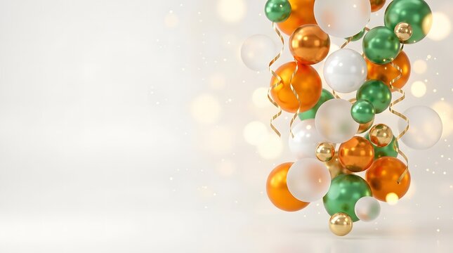 Indian independence day celebration festive orange white green balloons august 15th