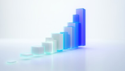 Fototapeta premium Digital Graph Rising with 3D Blocks Representing Growth and Progress in Business or Finance Concepts