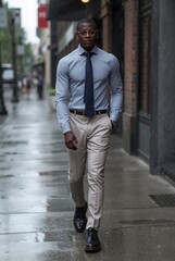 Obraz premium Confident young businessman walking on city street
