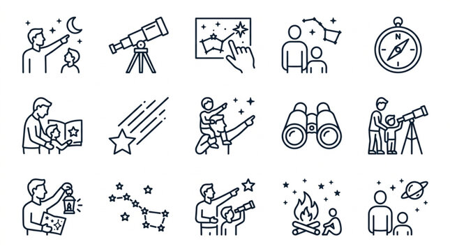 Astronomy and Stargazing Activity Icons
