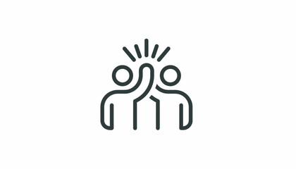 Obraz premium Minimalist line icon of two people giving a high five, representing teamwork, partnership, and successful collaboration