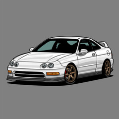 Obraz premium Cartoon car vector illustration for conceptual design. Separated layers, easy to edit in your vector supported software.