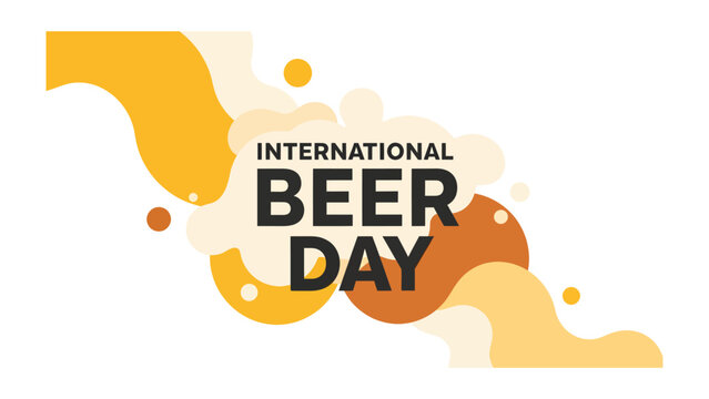 International Beer Day Celebration: An abstract graphic design celebrating International Beer Day with flowing beer and foam elements, evoking festivity and enjoyment.