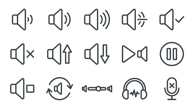 Audio and Sound Control Icons Set