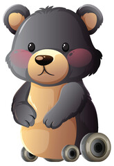Fototapeta premium Cute Cartoon Bear Toy with Wheels Sitting Upright