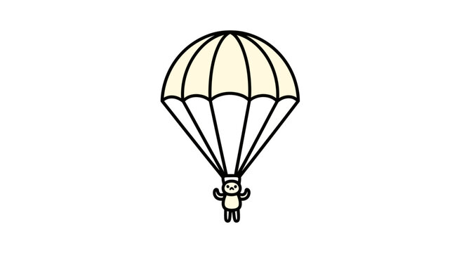 Person wearing a parachute descending.