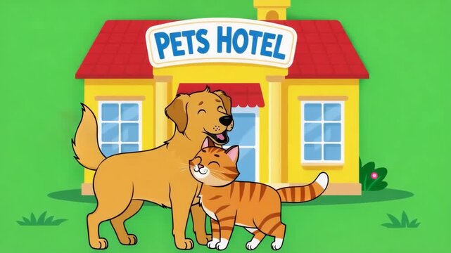 Friendly Dog and Cat at Pets Hotel