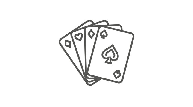 Linear icon of four playing cards showing ace of spades.