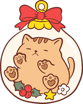 Cat Inside Christmas Ornament Clipart PNG