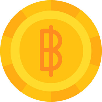 Vector Icon Baht, Thailand, Currency, Coin, Money