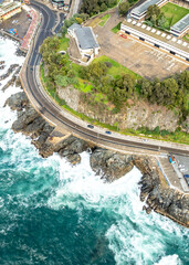Naklejka premium Valparaiso, Chile. Aerial view of the beach, harbor, coastline. Aerial view.