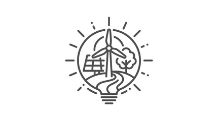 Lightbulb containing wind turbine solar panels and tree. © ADIT DITATA