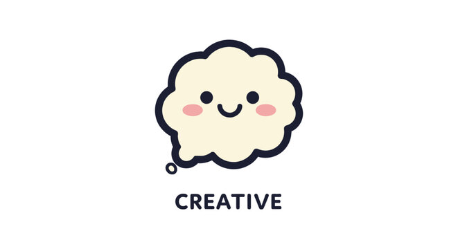 Happy smiling thought bubble with creative text