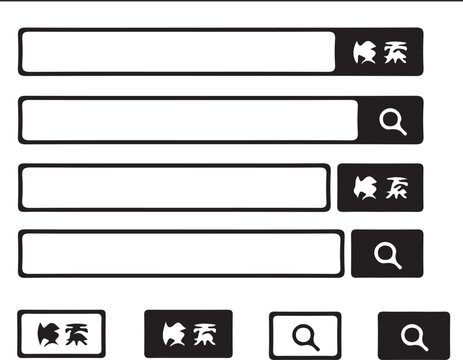 Search Bar Interface: A collection of clean, modern search bar designs with input fields and search buttons, ready for web or application integration.