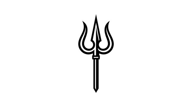 Detailed black trident symbol with sharp prongs design.