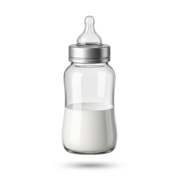 Baby bottle with clear glass and silicone nipple