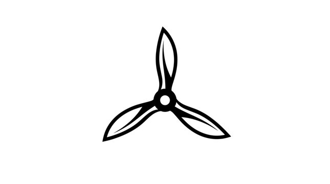 Black and white minimalist propeller blade illustration design.