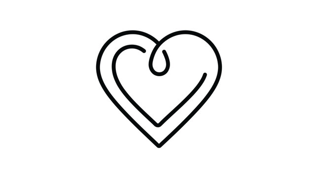 Continuous single line drawing of a heart shape.