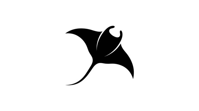 Elegant black manta ray silhouette graphic design element.