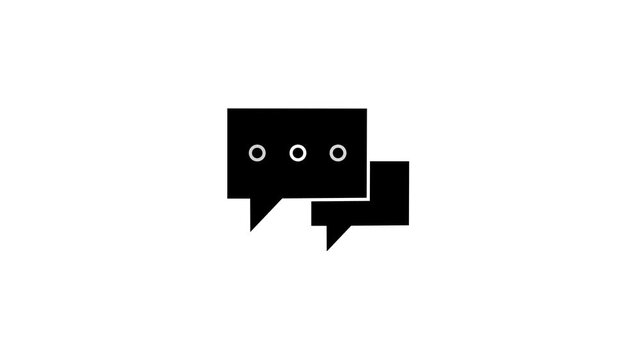 Minimalist Speech Bubble Icon with Three Dots Isolated on White Background