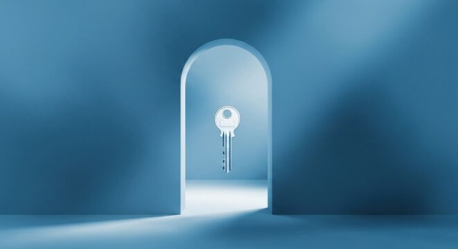 Conceptual image of a key in an open archway symbolizing opportunity